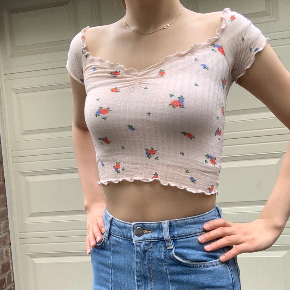 Thing Light Pink Floral Top With Frill Lining